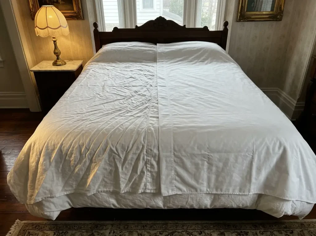 Linen and cotton percale laid side by side, one holding sharp creases and one only rumpled