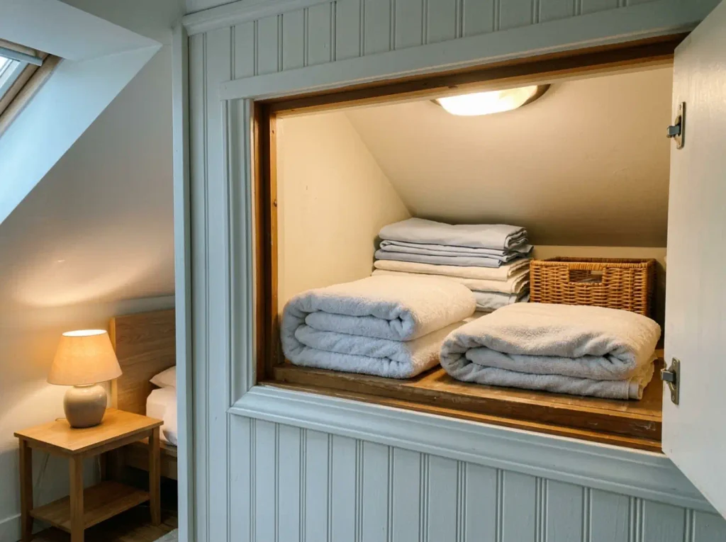 Two folded mattress protectors side by side on a linen shelf, one softened and limp from washing