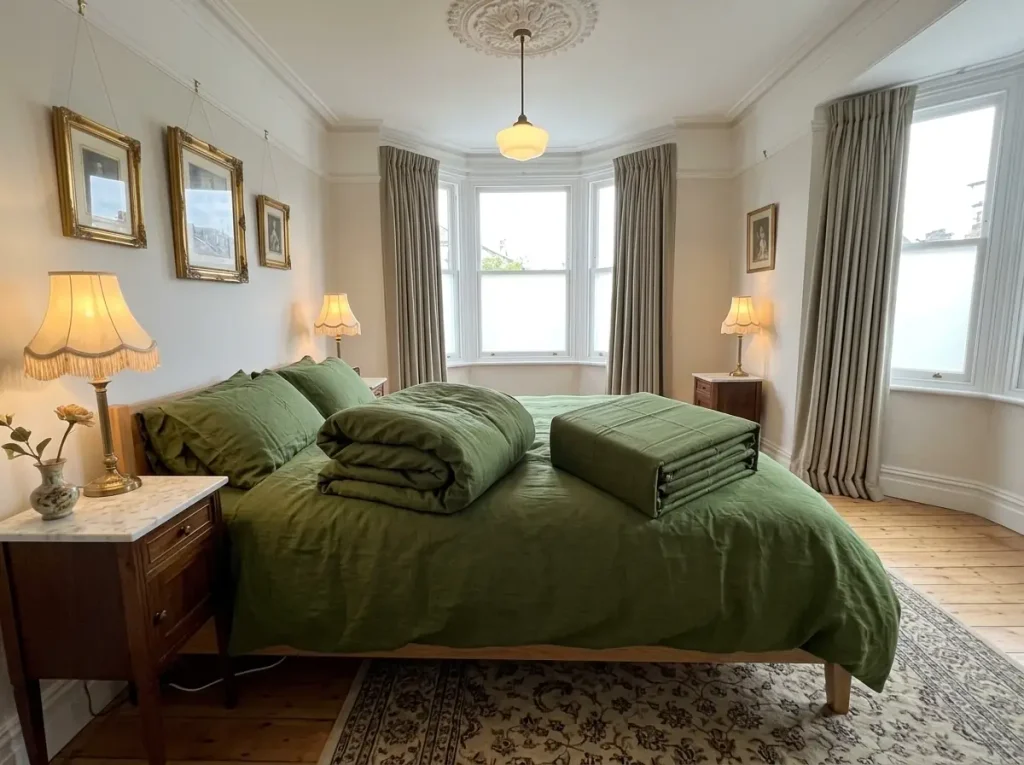 A stonewashed linen set folded beside a stiff unwashed one, showing how differently they fold