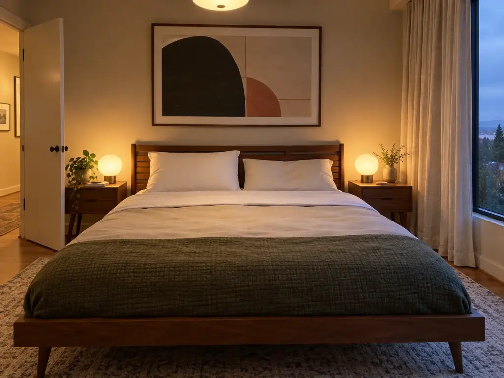Two different pillows side by side on a made bed, one fuller and one flatter, for swapping a few nights