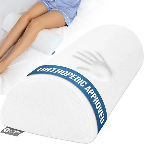 5 STARS UNITED Knee Pillow for Back Sleeping, Half Moon Bolster