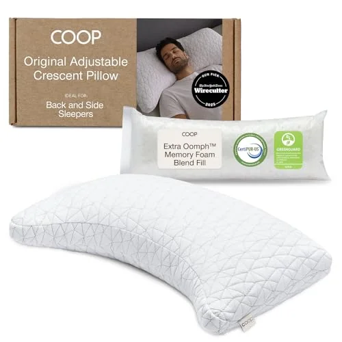 Coop Home Goods Original Crescent Adjustable Pillow, Queen
