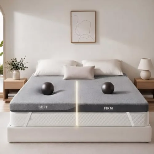 PERLECARE Dual Firmness Mattress Topper, Full Size, 3 Inch Split